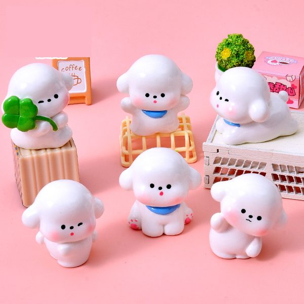 Set 6 Chú Cún Mochi Má Hồng Mini Cute – Decor Chậu Cây, Bàn Học Và Ô Tô
