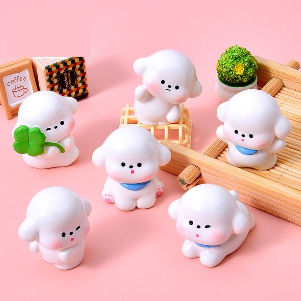 Set 6 Chú Cún Mochi Má Hồng Mini Cute – Decor Chậu Cây, Bàn Học Và Ô Tô
