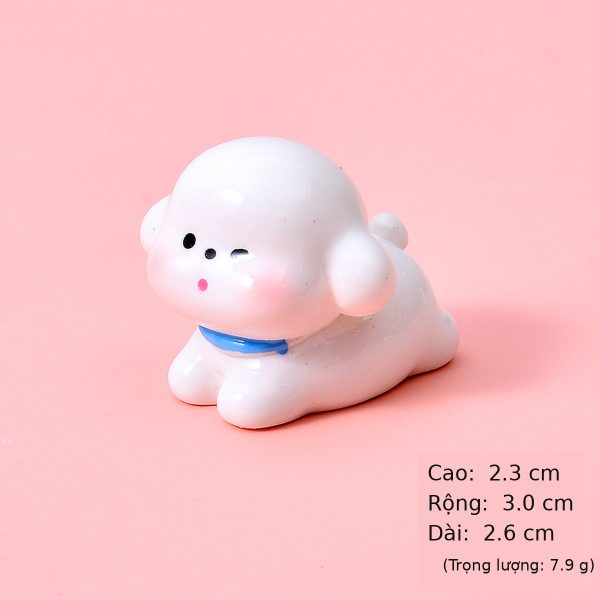 Set 6 Chú Cún Mochi Má Hồng Mini Cute – Decor Chậu Cây, Bàn Học Và Ô Tô