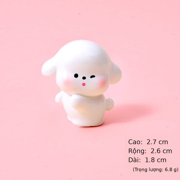 Set 6 Chú Cún Mochi Má Hồng Mini Cute – Decor Chậu Cây, Bàn Học Và Ô Tô