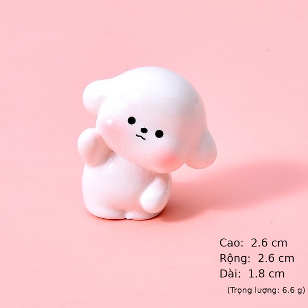 Set 6 Chú Cún Mochi Má Hồng Mini Cute – Decor Chậu Cây, Bàn Học Và Ô Tô