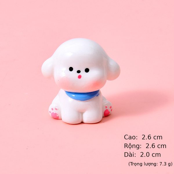 Set 6 Chú Cún Mochi Má Hồng Mini Cute – Decor Chậu Cây, Bàn Học Và Ô Tô